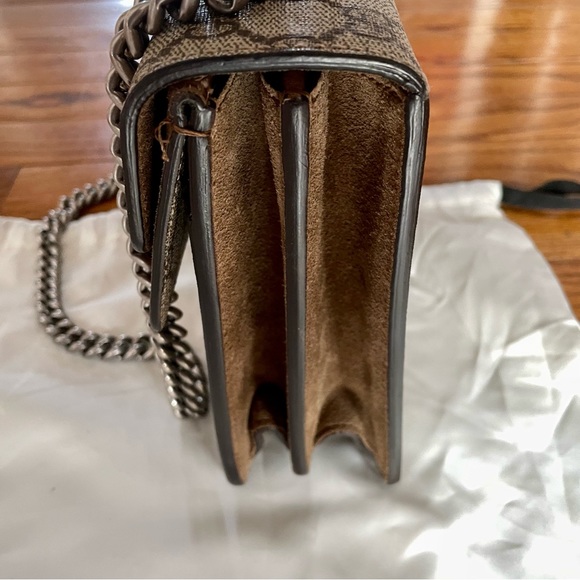 Gucci Dionysus Small Rectangular Bag GG Supreme and Taupe Suede - Picture 8 of 16